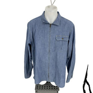 The North Face Full Zip Shirt Jacket 2XL Adult Denim Blue Pocket Collared 19-20